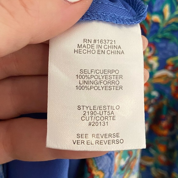 City Studio LIKE NEW tropical blue print floral tiered ruffle skirt mini dress - Picture 7 of 10